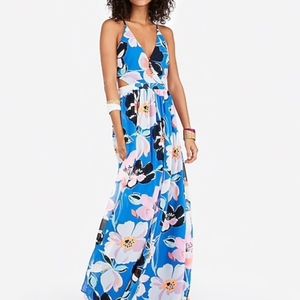 Strappy Lace-Up Cut-Out Maxi Dress NEW printed